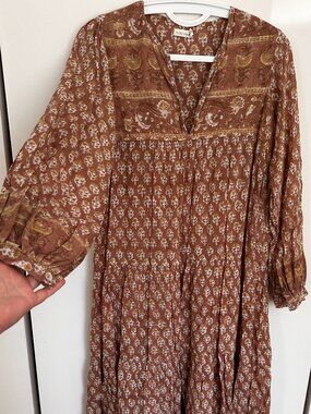 Nani Pani block print midi dress O/S